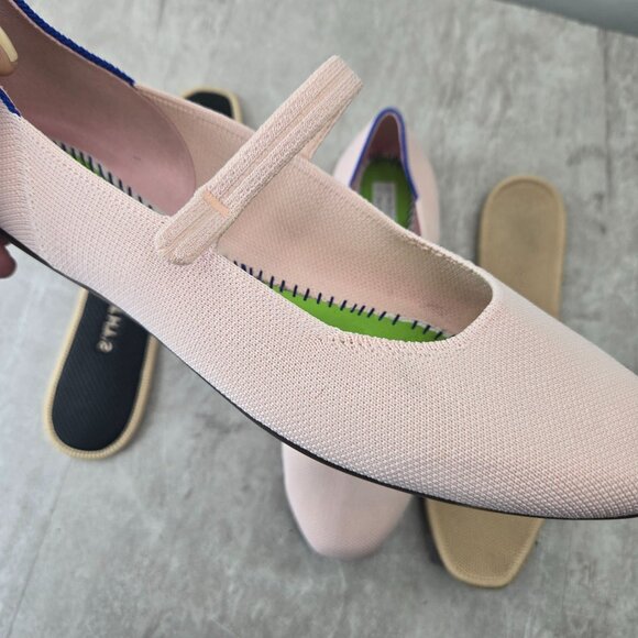 Rothy's Mary Jane Square Toe Ballet Flats Size 11 Baby Pink Knit Ballerina Shoes - Picture 12 of 12